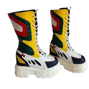 Anthony Wang Guava-01 Lace Up Platform Boots PU Leather Womens 8.5